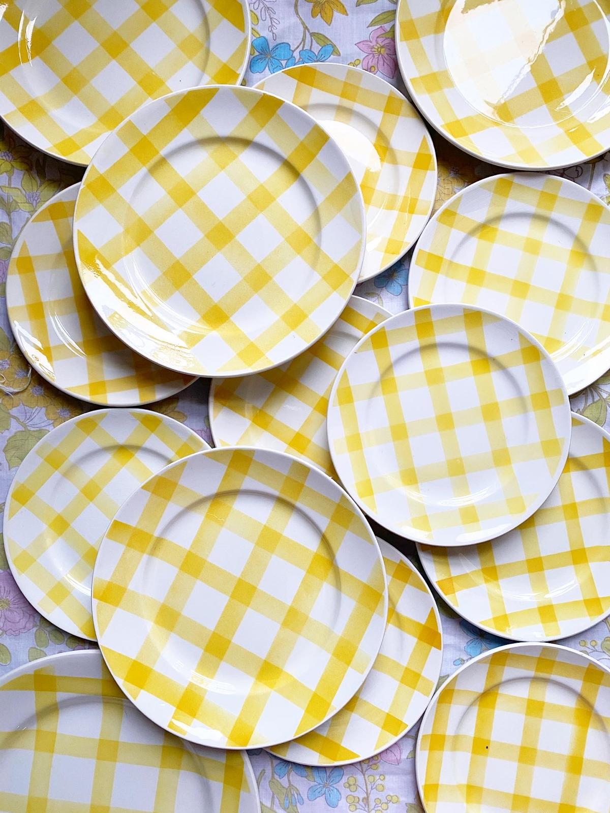 Assiette Vichy jaune Moulin des Loups