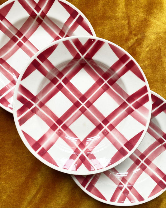 Assiette creuse écossais rouge Badonviller