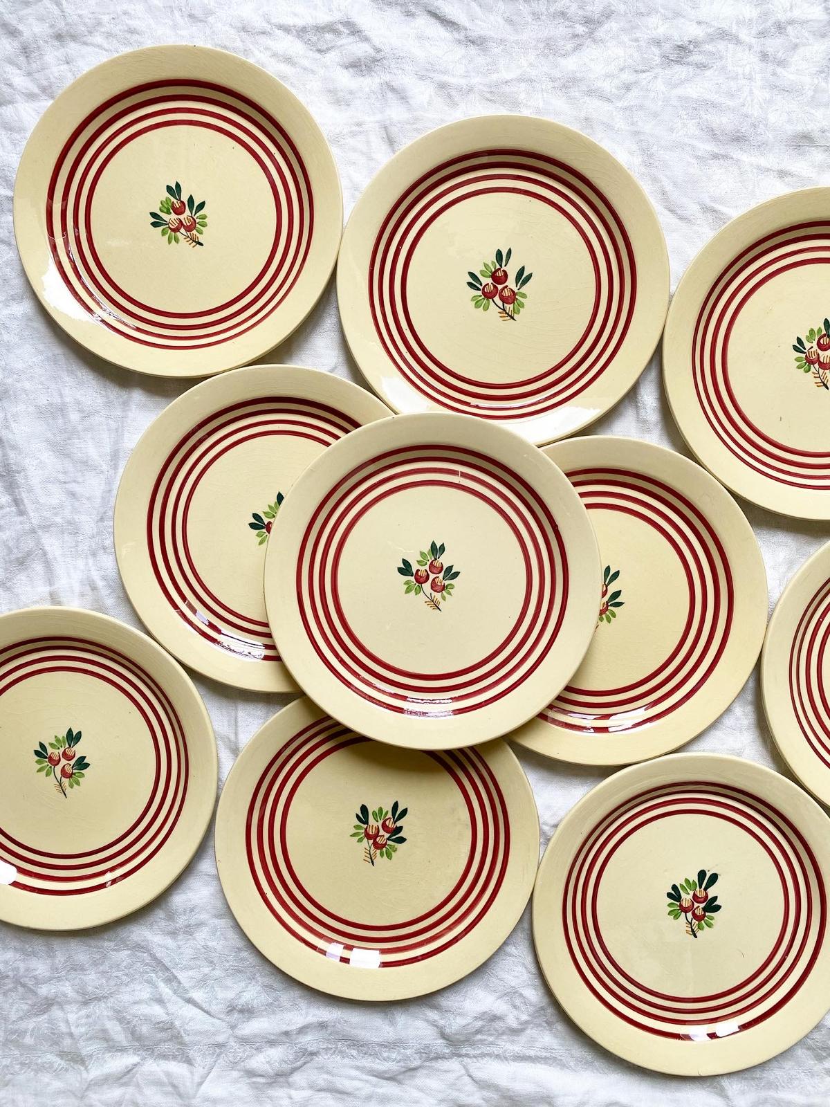 Assiettes à dessert 4 bandes de Gien