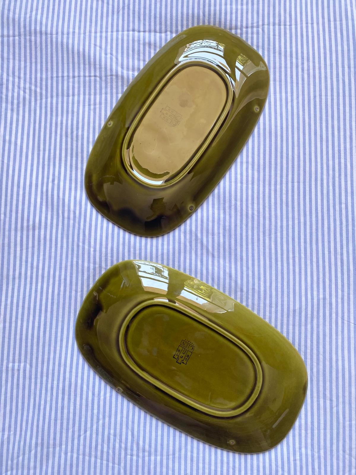 Lot de 2 raviers Gien vert kaki