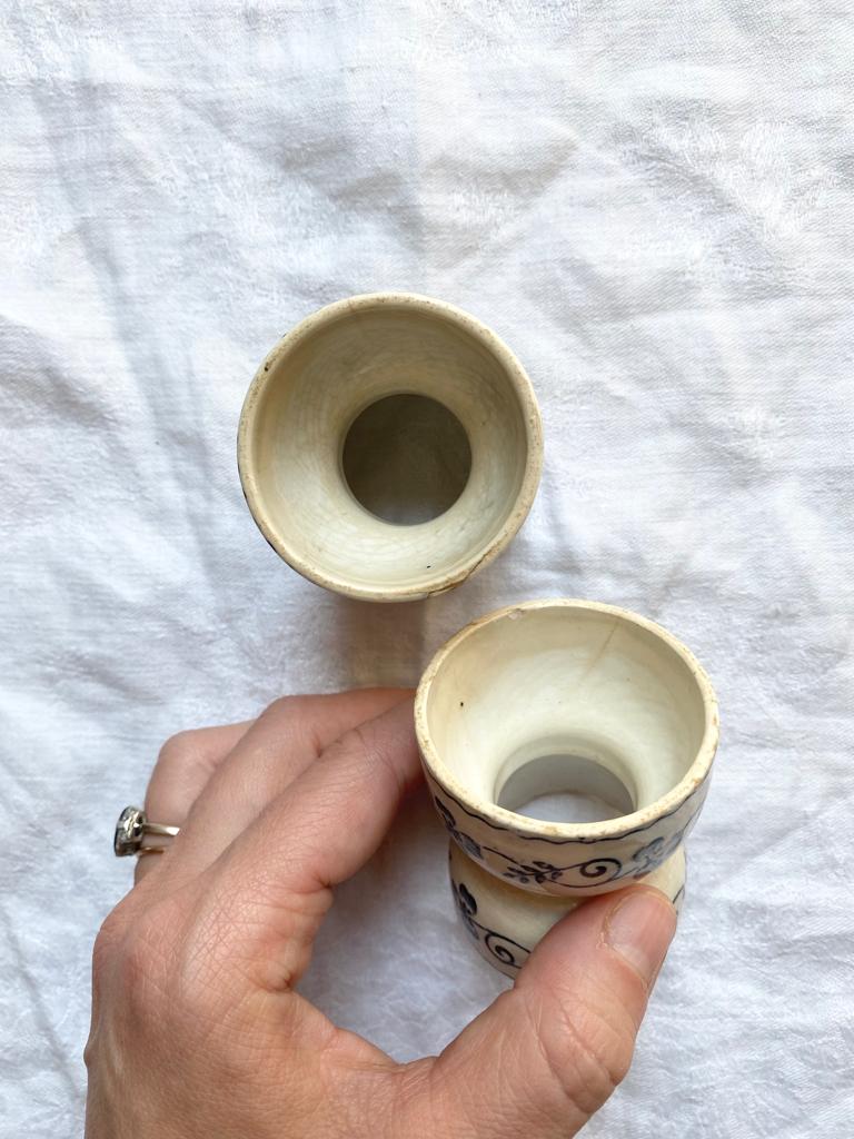 Lot de 2 coquetiers terre de fer bleue Gien