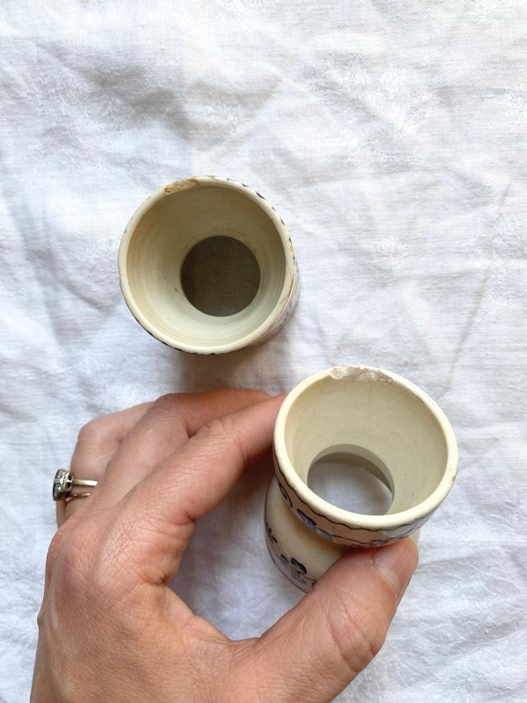 Lot de 2 coquetiers terre de fer bleue Gien