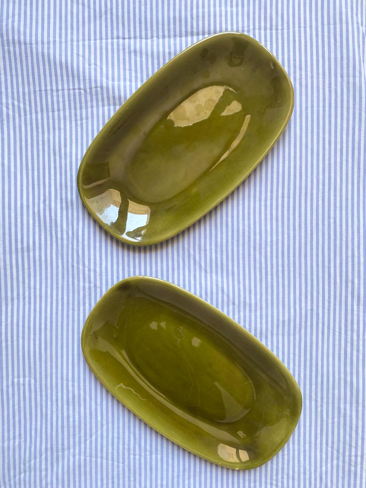 Lot de 2 raviers Gien vert kaki