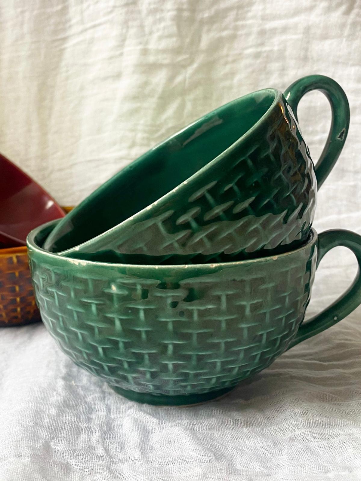 Lot de 2 tasses tressées vertes