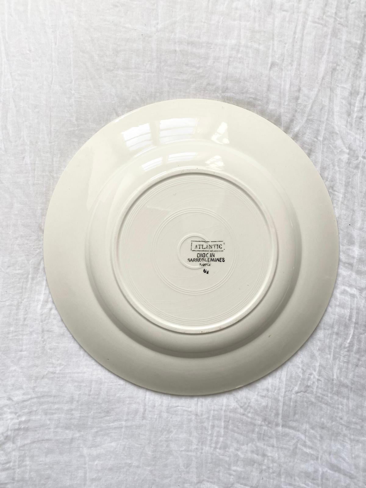 Plat rond Atlantic Digoin Sarreguemines vintage