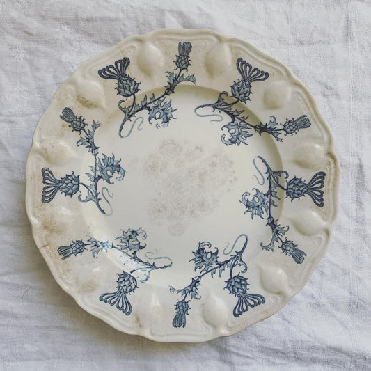 Assiette sur pied terre de fer modèle Chardons Sarreguemines