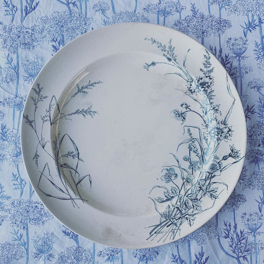 Assiette plate terre de fer décor Graminées