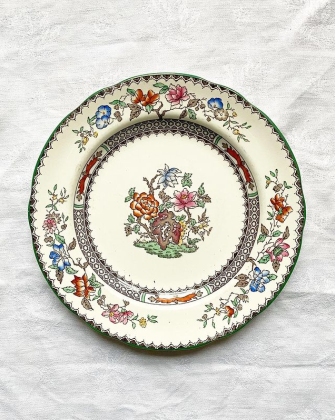 Assiette à dessert terre de fer polychrome Chinese Rose