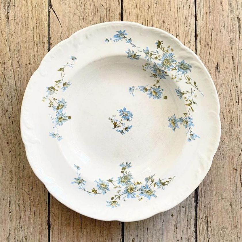 Assiette creuse faïence anglaise terre de fer polychrome E.Bourgois