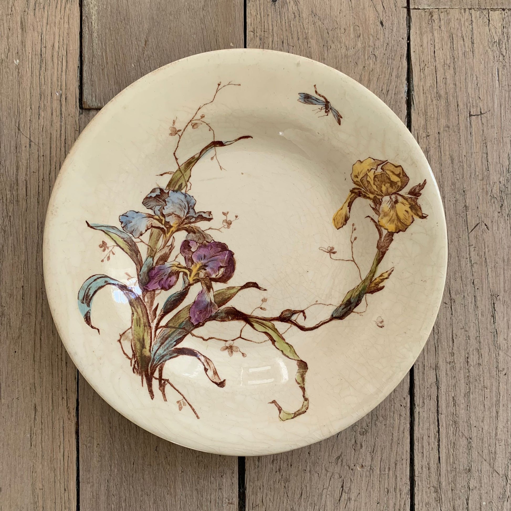 Assiette creuse terre de fer Iris Gien polychrome