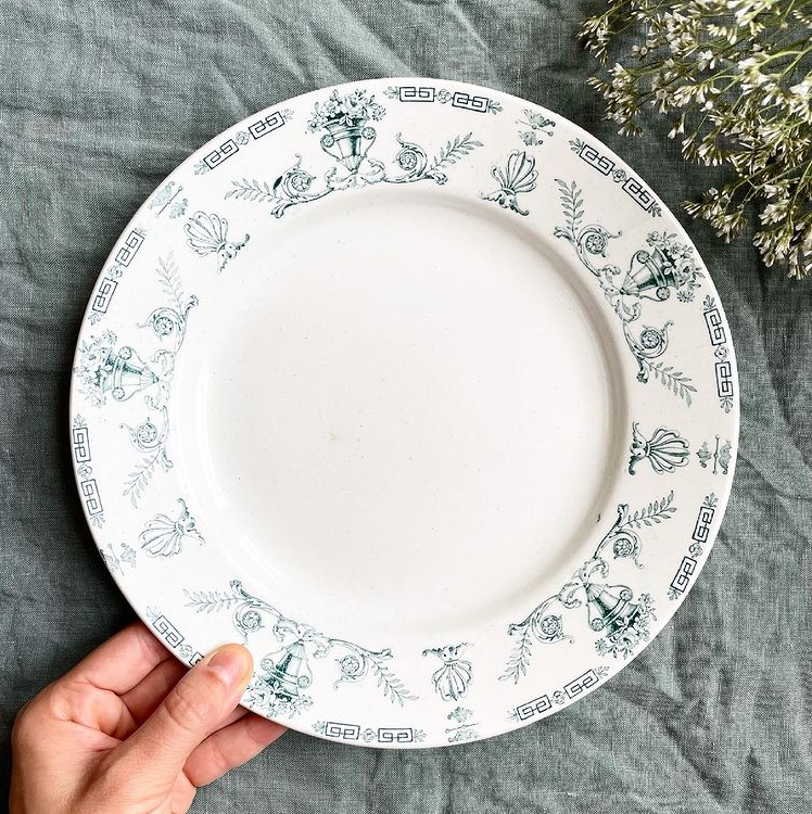 Assiette terre de fer verte coupes