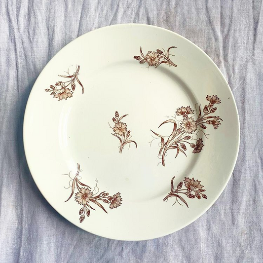 Assiette ancienne vintage terre de fer sepia Bluets Longchamp
