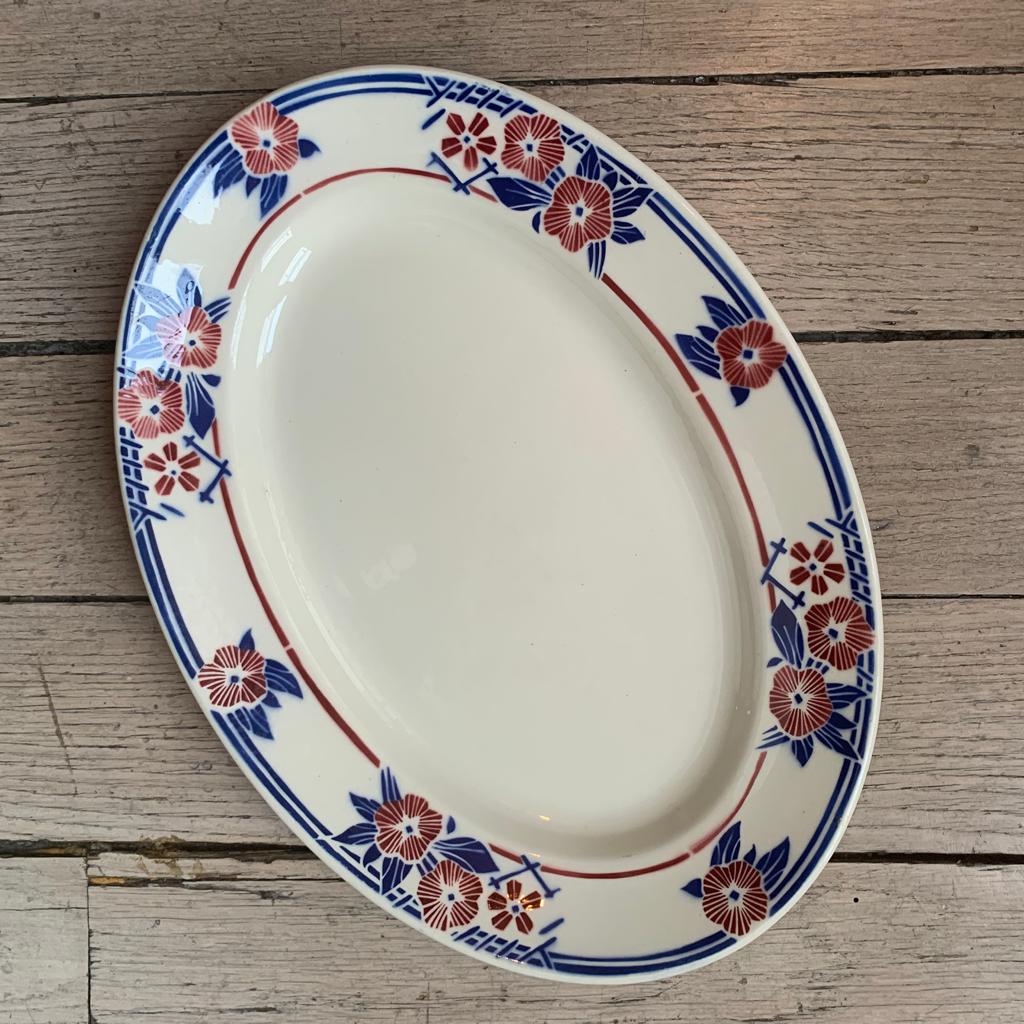 Plat Fleurs bleu et rouge Badonviller