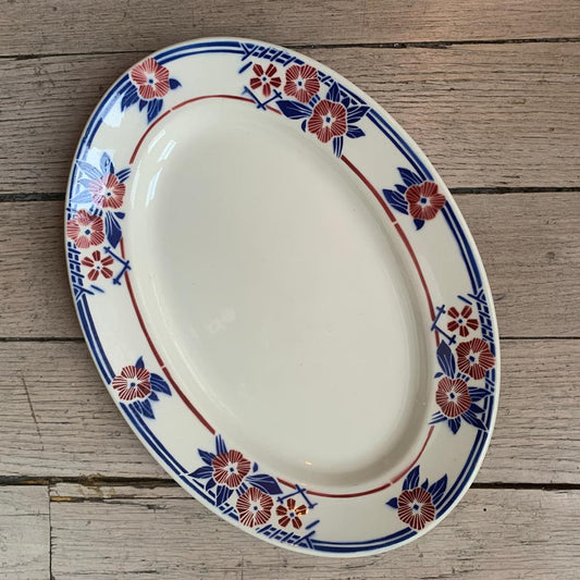 Plat Fleurs bleu et rouge Badonviller