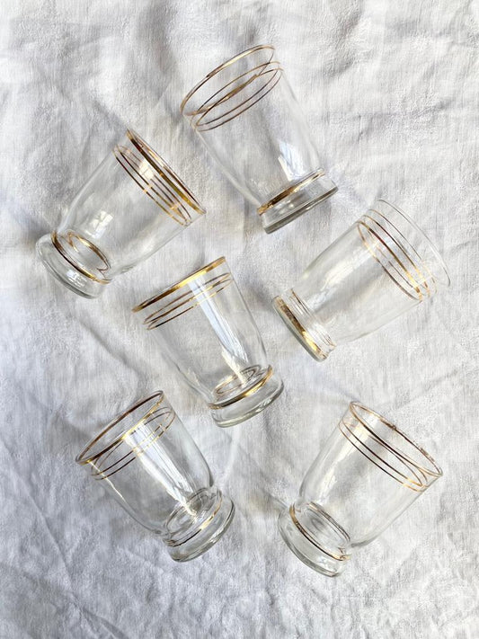 Lot de 6 gobelets en verre à liseré doré
