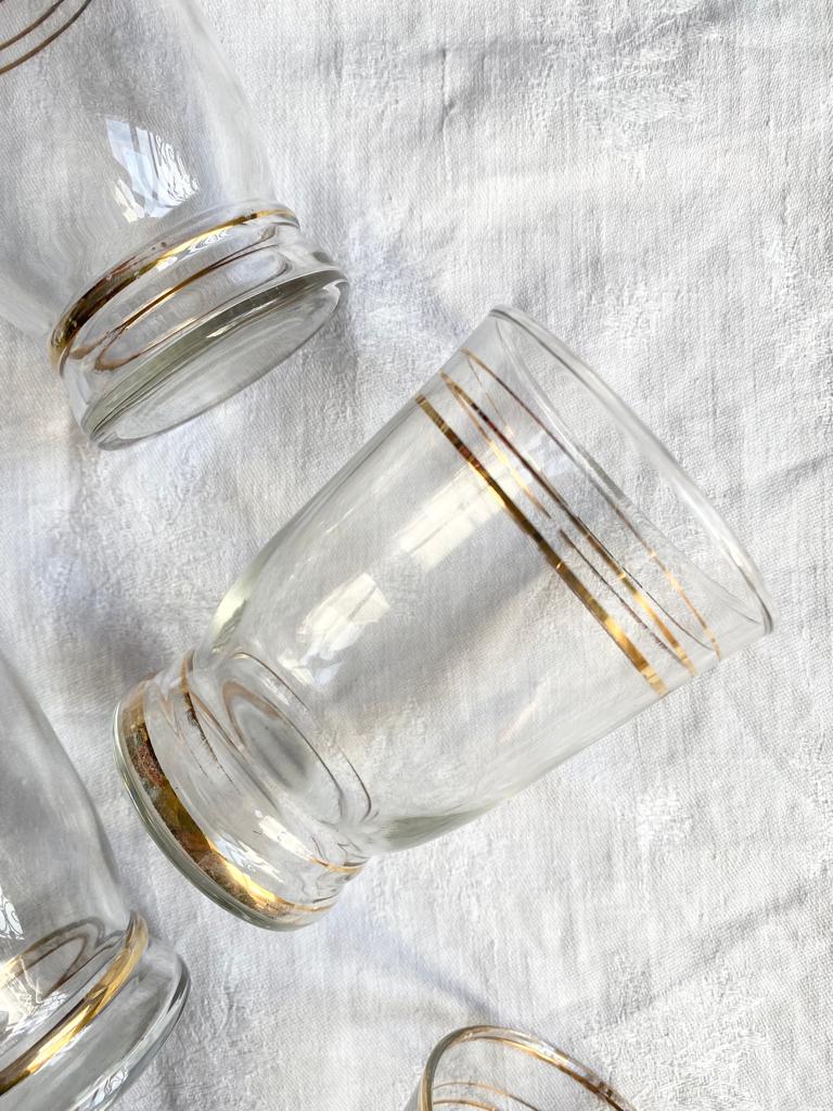 Lot de 6 gobelets en verre à liseré doré