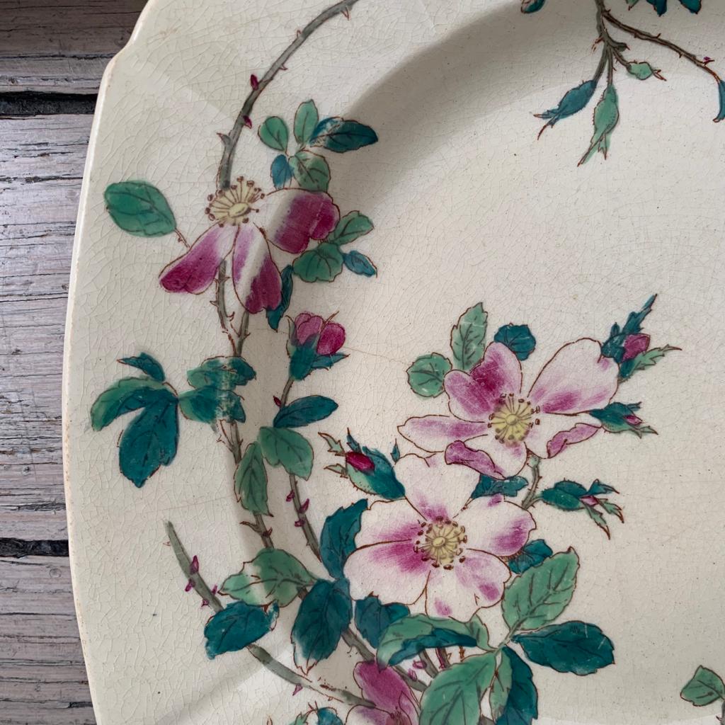 Lot de 2 assiettes creuses terre de fer polychrome Sakura Gien vintage