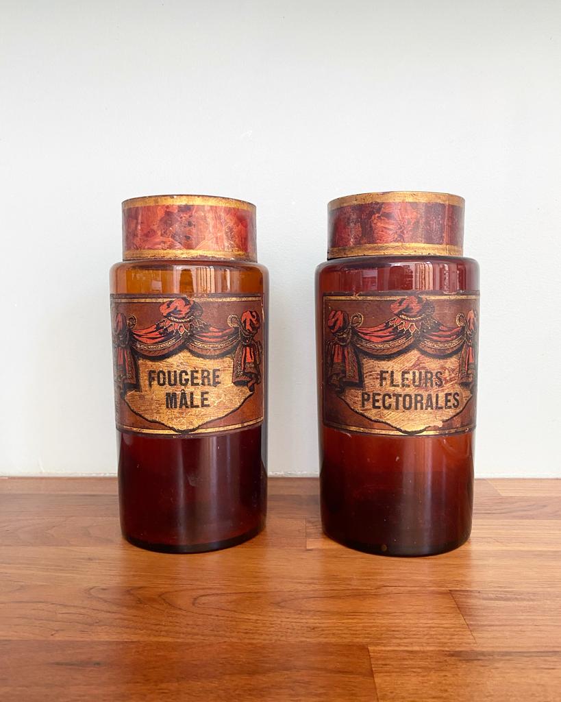 Lot de 2 pots d'apothicaire