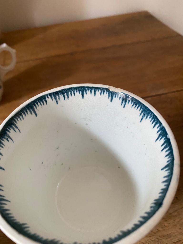 Lot de 4 grandes tasses à café en terre de fer bleue