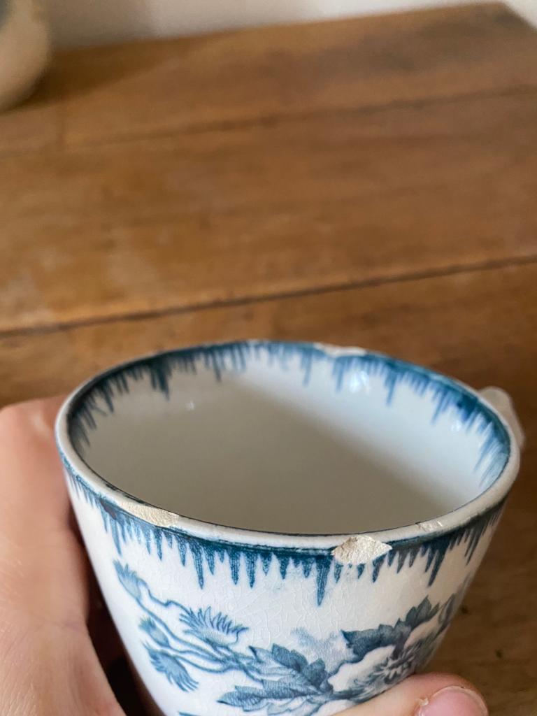 Lot de 4 grandes tasses à café en terre de fer bleue