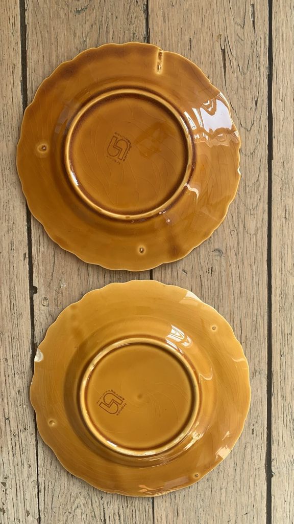 Assiettes barbotine fruits vintage Sarreguemines