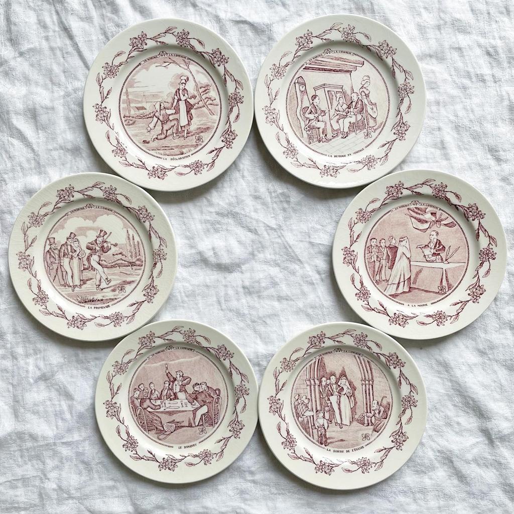 Lot de 6 assiettes à dessert Yves Rocher Un mariage à la campagne