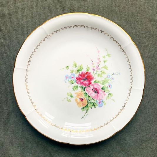Plat à gateau en porcelaine de Vierzon à liseré doré