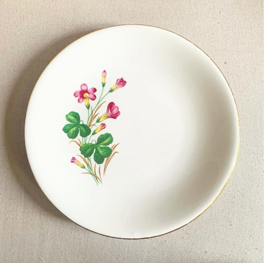Plat vintage Gien fleuri liseré doré