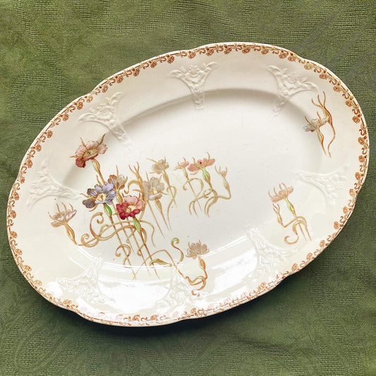 Plat terre de fer polychrome Nielles Longwy