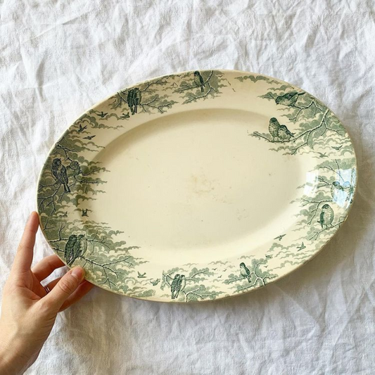 Plat vintage terre de fer Neige de Sarreguemines