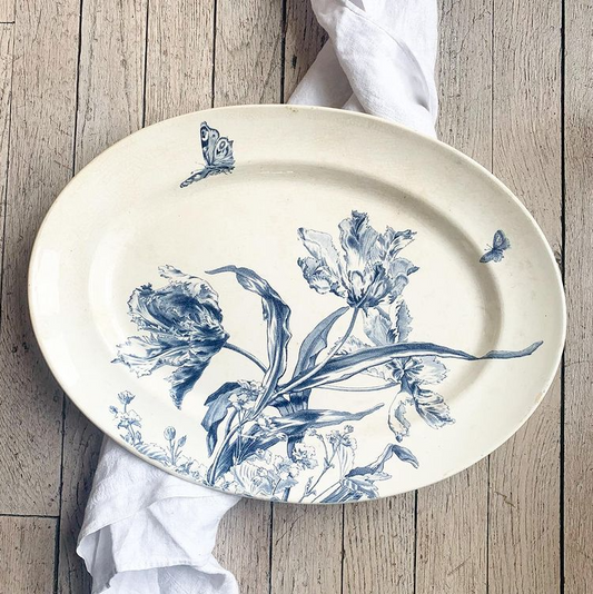 Plat terre de fer Tulipes Creil & Montereau