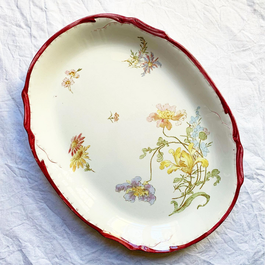 Plat terre de fer polychrome Olga Creil et Montereau