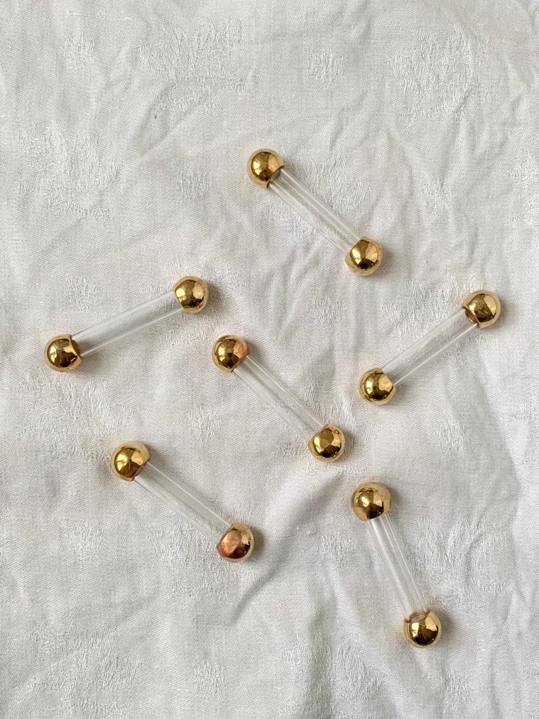Lot de 6 porte couteaux en plexiglas et boules dorées