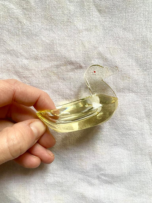 Saleron verre moulé canard jaune