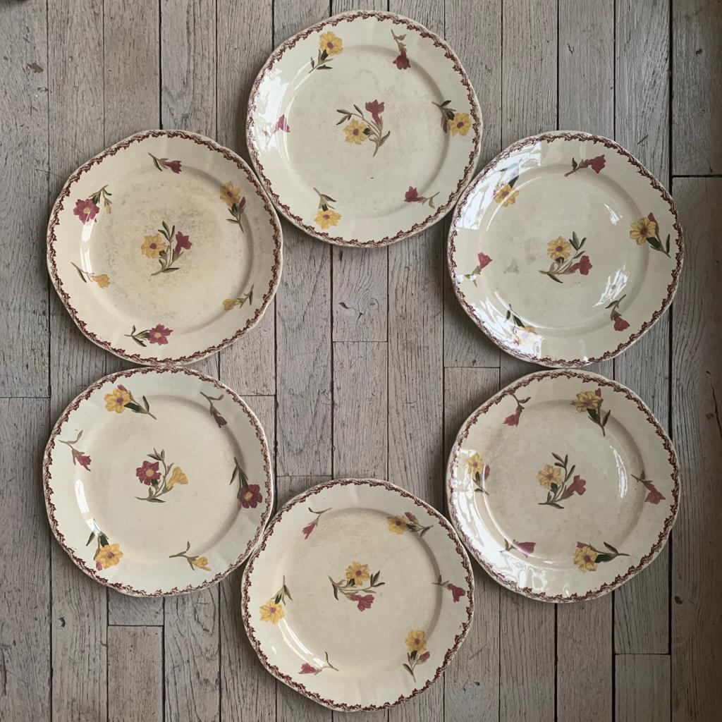 Assiette polychrome terre de fer fleuri