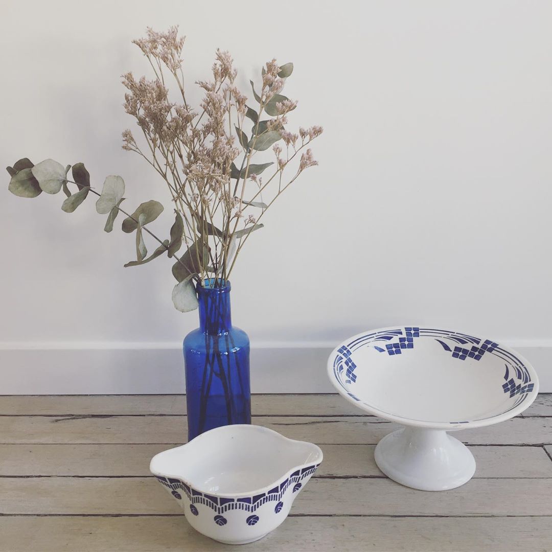 Saucière bleu vintage Céranord St Amand