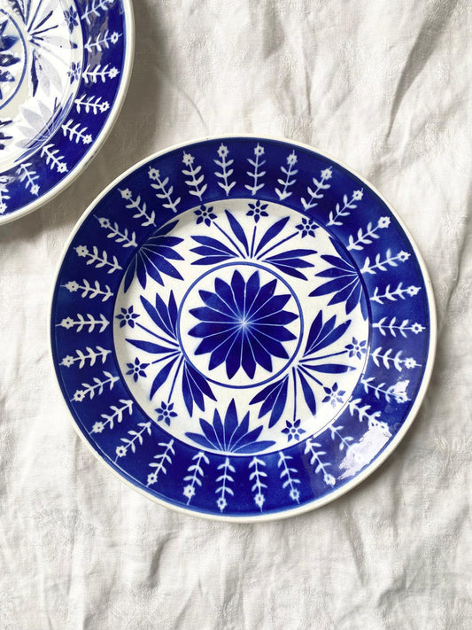 Assiette plate bleue vintage Pexonne Médina
