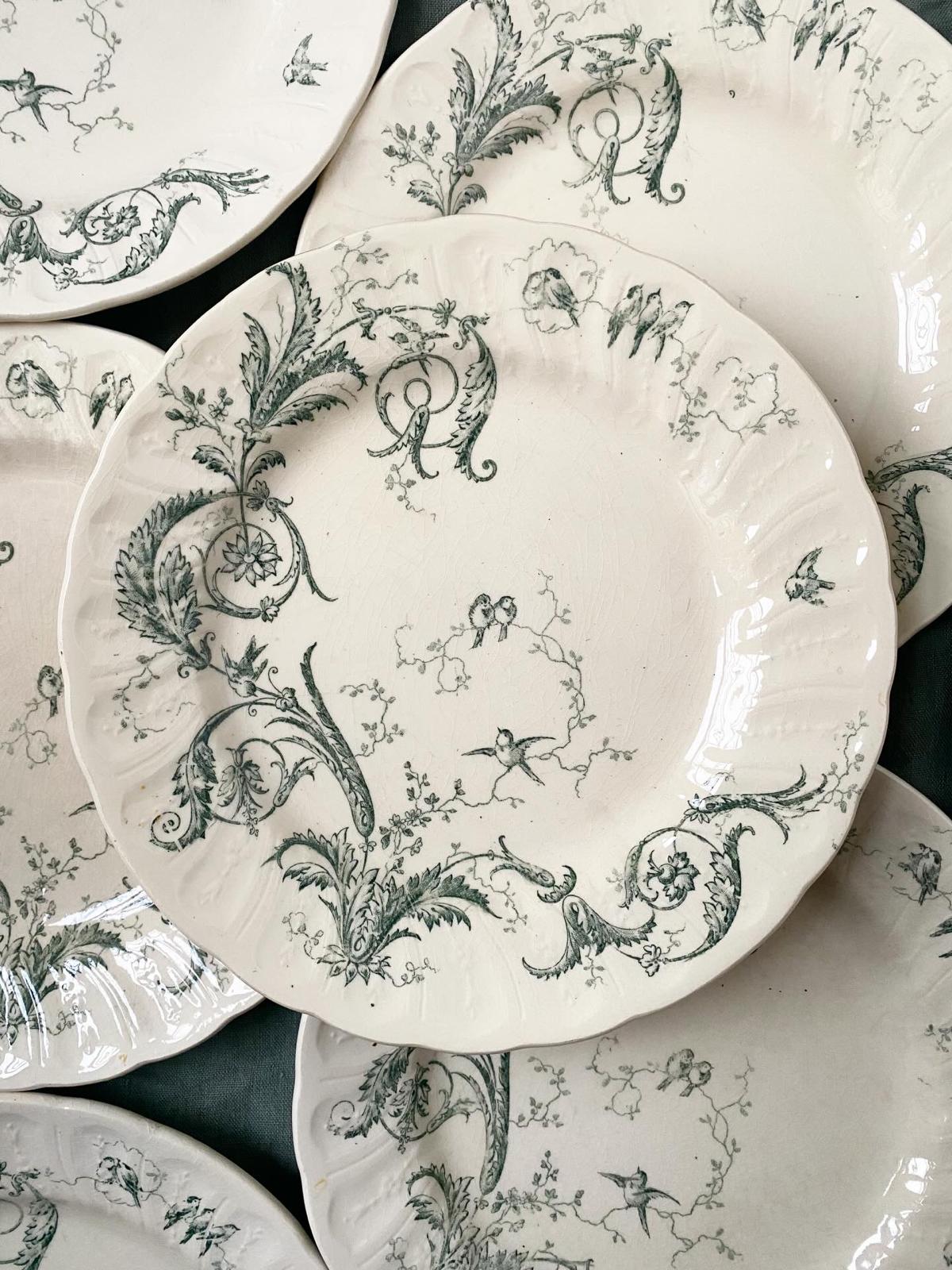 Assiettes à dessert en terre de fer Rinceaux de Gien