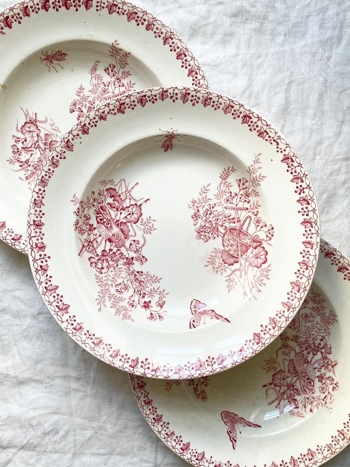 Assiette creuse en terre de fer rouge Moissons d'Onnaing