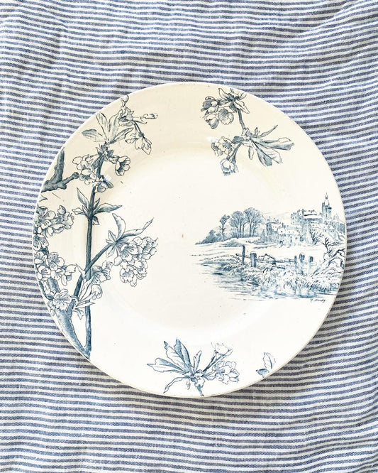 Assiette plate Service Cerisier terre de fer Creil et Montereau