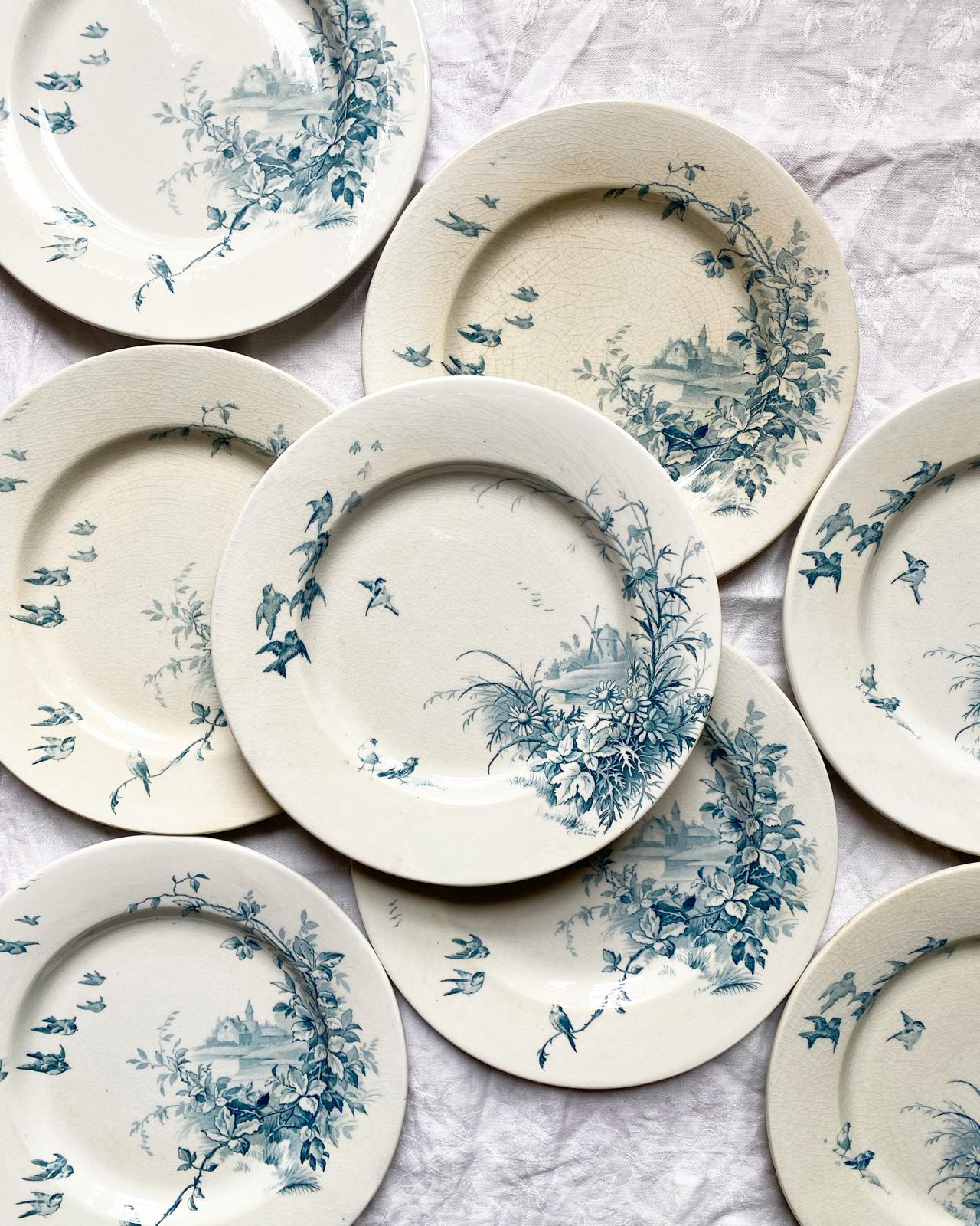 Assiettes plates terre de fer Gien Paysages