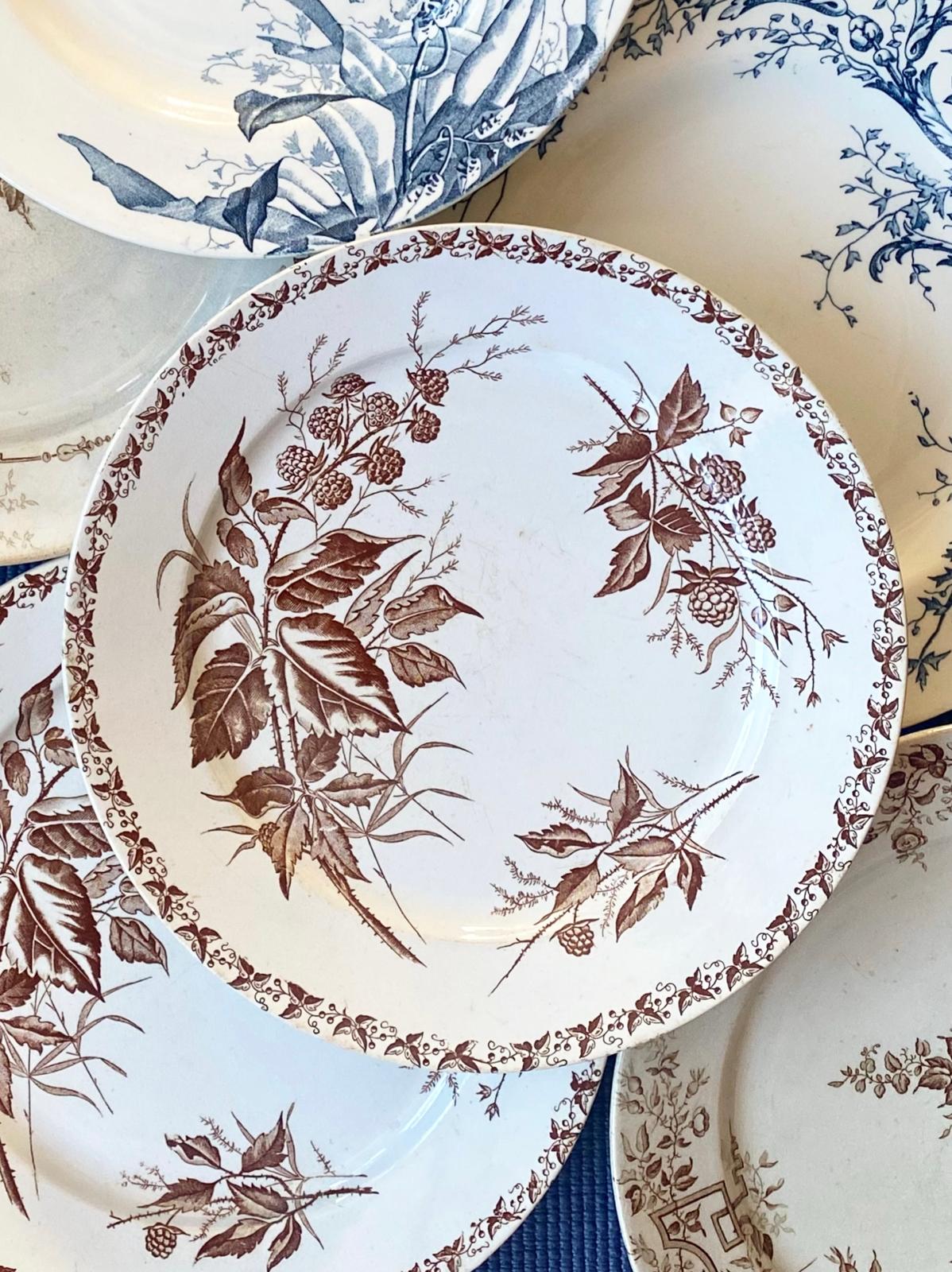 Assiette sépia Mures de Badonviller terre de fer plate