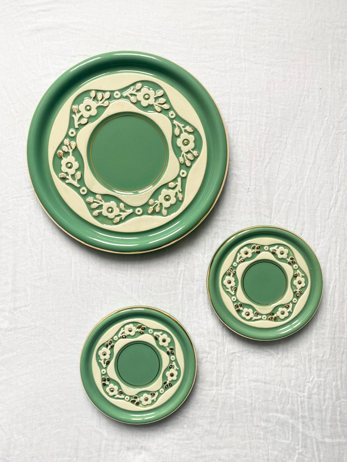 Dessous de plats et dessous de bouteilles vert