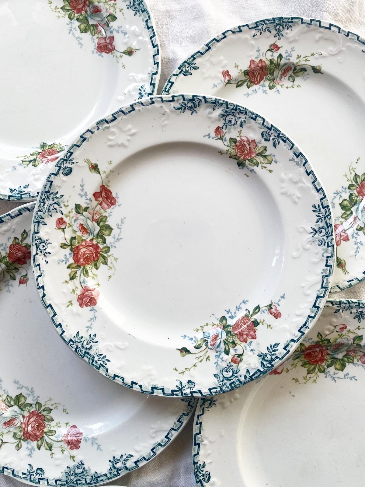 Lot d'assiettes à dessert Rosita de St Amand terre de fer polychrome