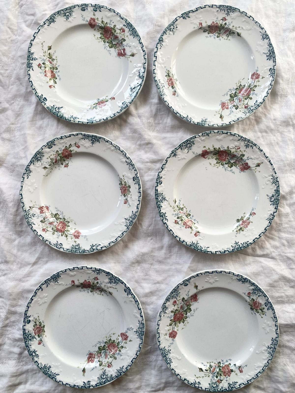 Lot d'assiettes à dessert Rosita de St Amand terre de fer polychrome