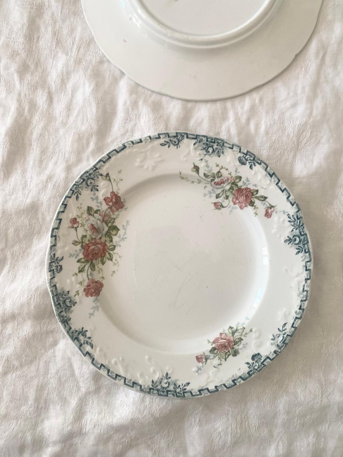 Lot d'assiettes à dessert Rosita de St Amand terre de fer polychrome