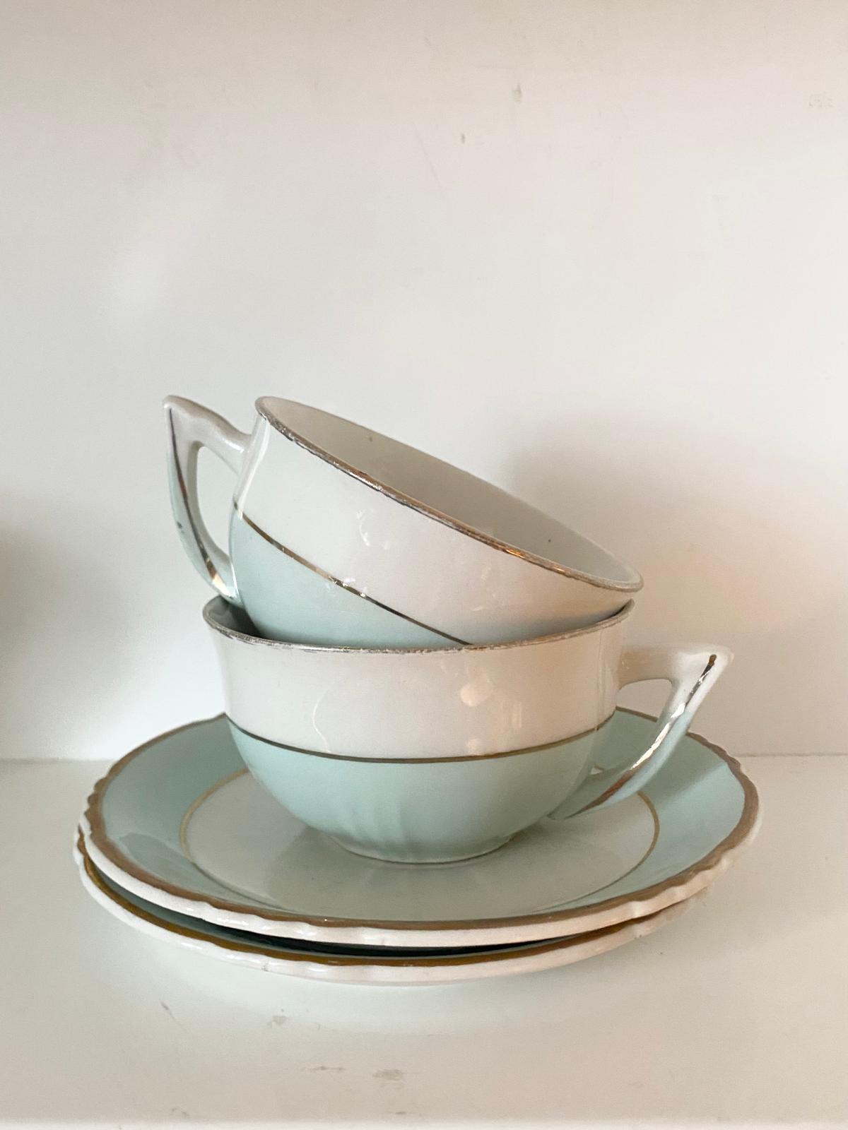 Lot de 2 tasses et sous-tasses Callisto de MDL Faïencerie d'Orchies
