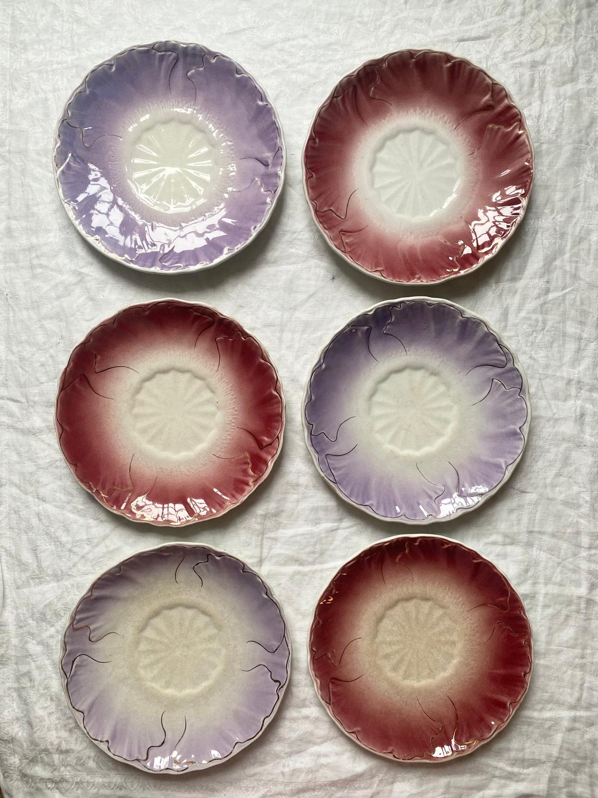 Lot de 6 assiettes à dessert de Lunéville barbotine