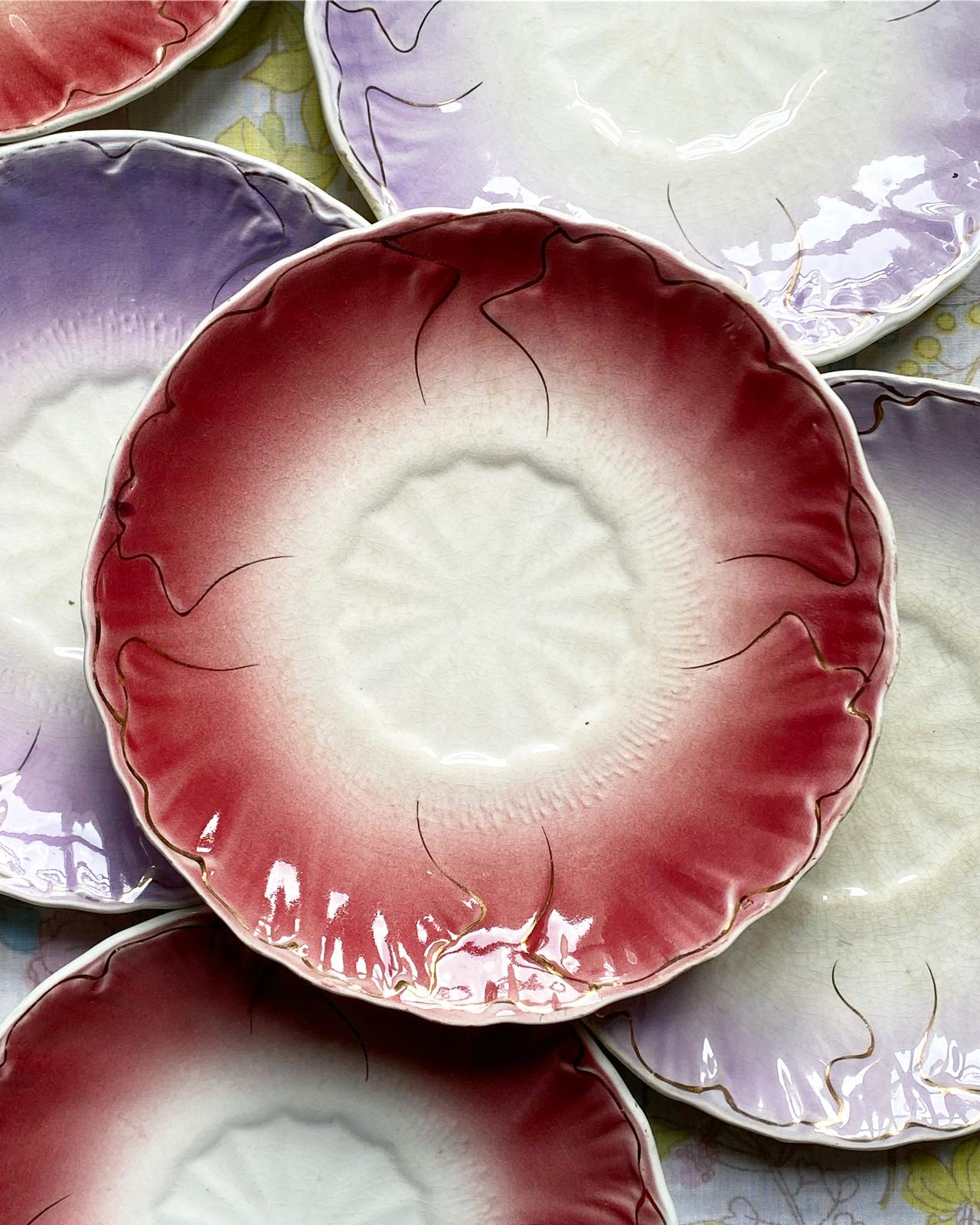 Lot de 6 assiettes à dessert de Lunéville barbotine