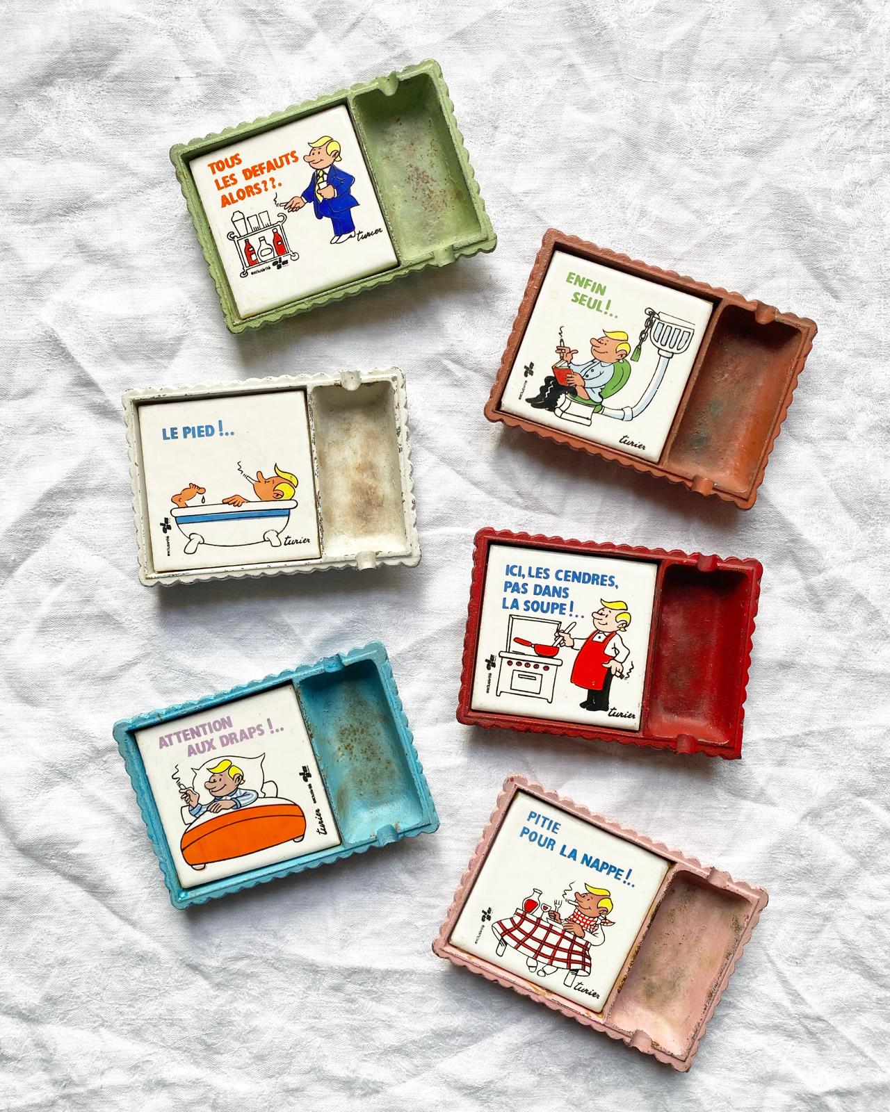 Lot de 6 cendriers Turier